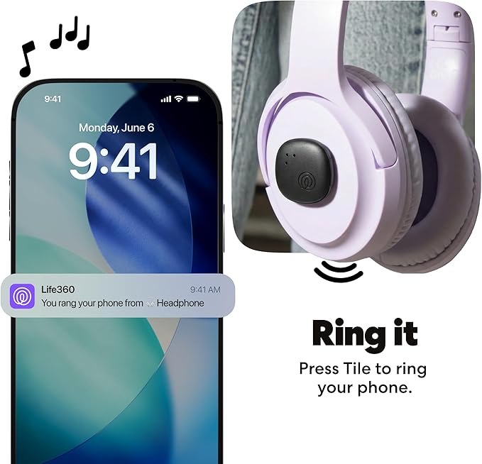 Life360 Tile Sticker - Small Bluetooth Tracker, Remote Finder and Item Locator for Bikes, Glasses and More. Both iOS and Android Compatible. Phone Finder. 2-Pack (Black)