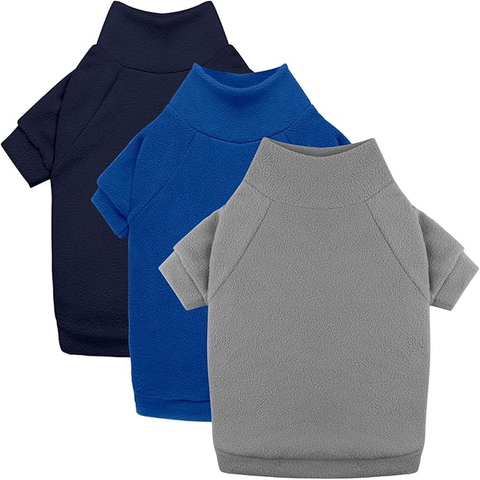 3 Pack Dog Sweaters for Large Dogs, Fleece Dog Sweater Large Pet Clothes Turtleneck Soft Warm Sweatshirt Boy Girl Pet(Gray+Royal Blue+Navy,XL)