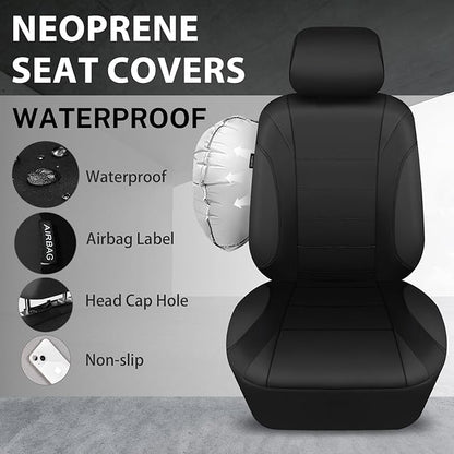 CAR PASS Neoprene EVA Waterproof car seat Covers Front Seats Only, Universal fit for SUV Vehicles Automotive with 5mm Composite EVA Inside,Airbag Compatible (Two Seats, Black and Black)