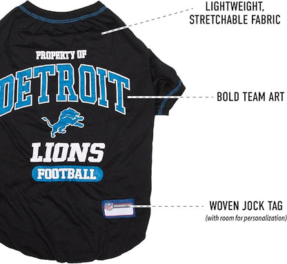 NFL Detroit Lions Dog T-Shirt for Pets, Size Medium. Officially Licensed Pet Shirt with Team Logo, Soft Stretchable Comfort Fit Apparel for Dogs & Cats