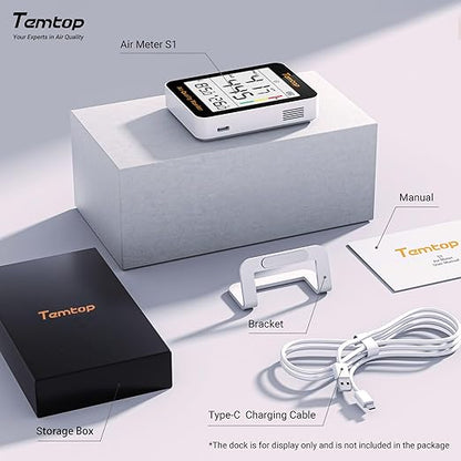 Temtop Air Quality Monitor Indoor Thermo-Hygrometer - PM2.5, AQI, Temperature, and Humidity Meter for Home, Office, or School, Air Quality Measurement, 60-Day Battery Life, S1 UP, 10-Pack