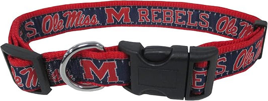 Pets First Collegiate PET Collar OLD VERSION Mississippi Ole Miss Rebels Dog Collar, Size Medium. Best Sports Team Collar for Dogs & Cats. A Shiny & Colorful Dog & Cat Collar Licensed by The NCAA
