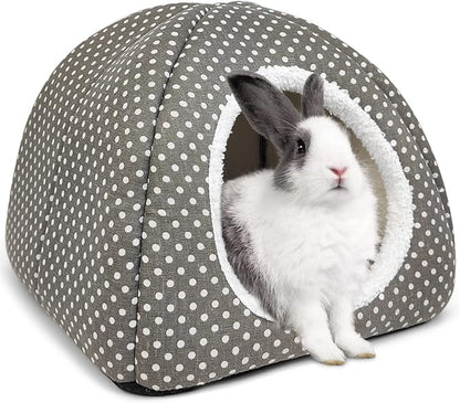 Rabbit Hideout Large Bunny Bed Washable Rabbit House and Hideout Fleece Guinea Pig Hiding Hut for Indoor Bunnies Small Animal Hideaway