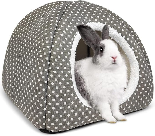 Rabbit Hideout Large Bunny Bed Washable Rabbit House and Hideout Fleece Guinea Pig Hiding Hut for Indoor Bunnies Small Animal Hideaway