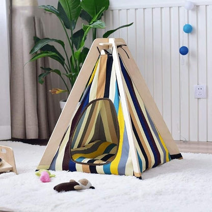 Pet beds, Pet Tent Wooden Dog House Pet Bed Cat Bed Yurt Washable Kennel Cat Litter Small