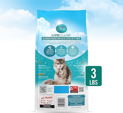 Purina ONE LiveClear Allergen-Reducing Cat Food Dry Formula with Real Chicken As The Number One Ingredient - 3 lb. Bag