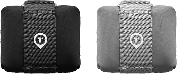 Tack Wonder Sleeve Fabric Pouch - Twin Pack [Tack GPS Tracker Not Included] (WS (Grey + Black))