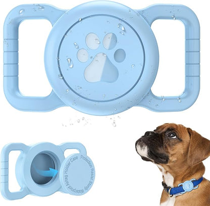 Waterproof Airtag Holder for Dog Collar, Light Blue, 1 Pack | Durable Silicone, Fit Most of Collar Widths, Full Body Covered Anti-Lost Protective, Ease of Installation