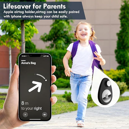 Holder for Kids Baby Toddler Hidden 2 Pack GPS Tracker Case, Anti-Removal Silicone Case with Safety Pins, Suitable for Children, Elderly, Pets, Backpack, Luggage (Black+Blue)
