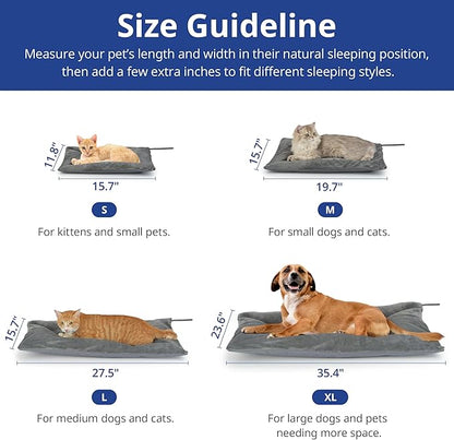 Outdoor Heated Dog Bed, Soft Pet Heating Pad with Steel-Wrapped Cord, Outside Pet Warmer for Feral Cats and Dogs, 35.4" x 23.6", 80 Watts