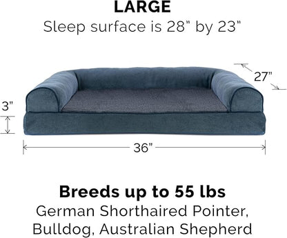Furhaven Replacement Dog Bed Cover Sherpa & Chenille Sofa-Style, Machine Washable - Orion Blue, Large