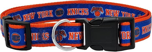 New & Improved Pets First NBA PET Collar New York Knicks Dog Collar, Size Medium Basketball Team Collar for Dogs & Cats. A Shiny & Colorful Dog & Cat Collar Licensed by The NBA