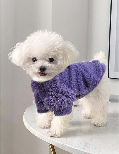 Pullover Dog Sweaters for Small Dogs Girl Boy Warm Fleece Puppy Sweater Soft Dog Jacket Lightweight T-Shirt Pet Clothes Doggy Coats for Small Dogs Chihuahua Clothes Cat Sweater, Purple, XS