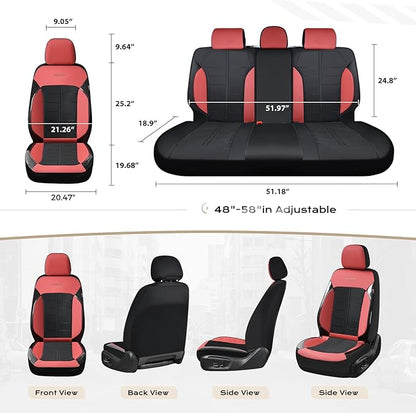 Coverado 3D Air Mesh Front Car Seat Cover, Sports Carbon Fiber Design, Breathable Seat Protectors Airbag Compatible Comfort Universal for Most Cars, Van,Trucks, SUV, Black&Wine