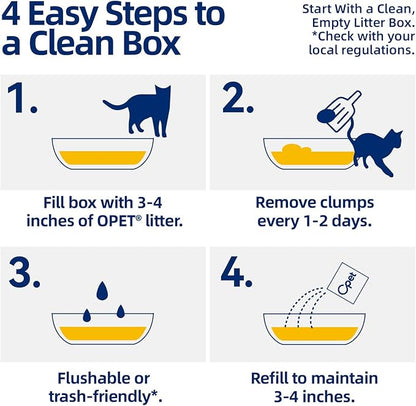 OPET Tofu Cat Litter 100% Natural Pea Fiber & Corn Starch, Ultra-Fast 3s Clumping, 99.9% Dust-Free & Low Tracking, Flushable Eco-Friendly Kitty Litter for Indoor Multi-Cat Households 17lb