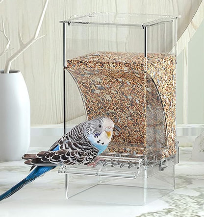 Kenond No Mess Bird Feeders Water Dispenser Set，Automatic Feeders for Cage | Automatic Parrot Feeder Cage Accessories, Clear Seed Container Food Drinker for Cage, for Cockatiel Lovebirds Budgies Canary