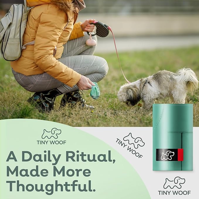Small Dog Poop Bags – Biodegradable & Compostable Dog Poop Bags with Tie Handles | TINY WOOF Mini Poo Bags (360 Count) Chihuahua, Pomeranian, Toy Poodle and Puppies