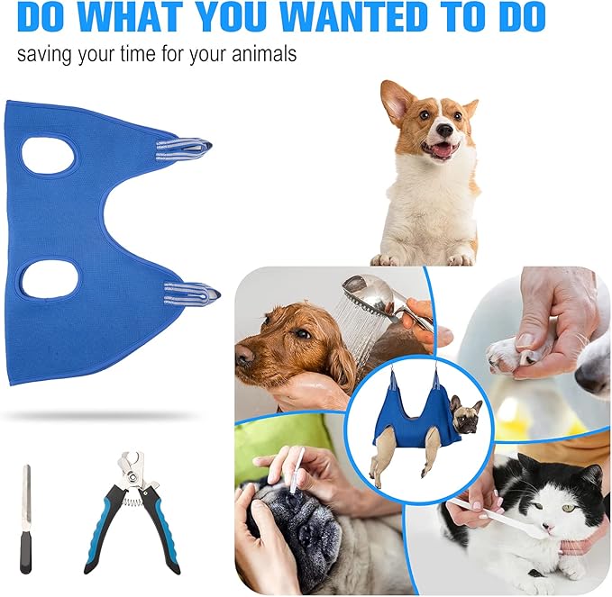 Kkiimatt Dog Pet Grooming Hammock,XL Hanging Harness for Nail Trimming, Dog Hammock for Nail Trim, Grooming Sling Holder Helper for Large Dogs, Grooming Hanger Restraint Bag with Clipper