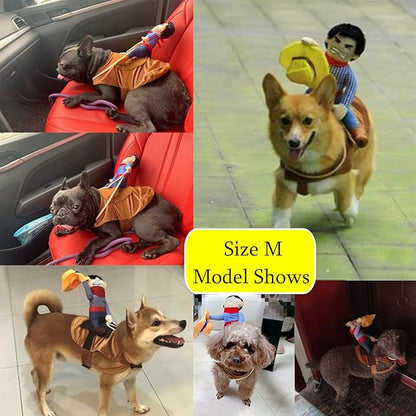 SEIS Pet Riding Costume Novelty Pet Supplies Cowboy Rider Horse Riding Designed Dog Apparel Party Dressing up Clothing Halloween (M)