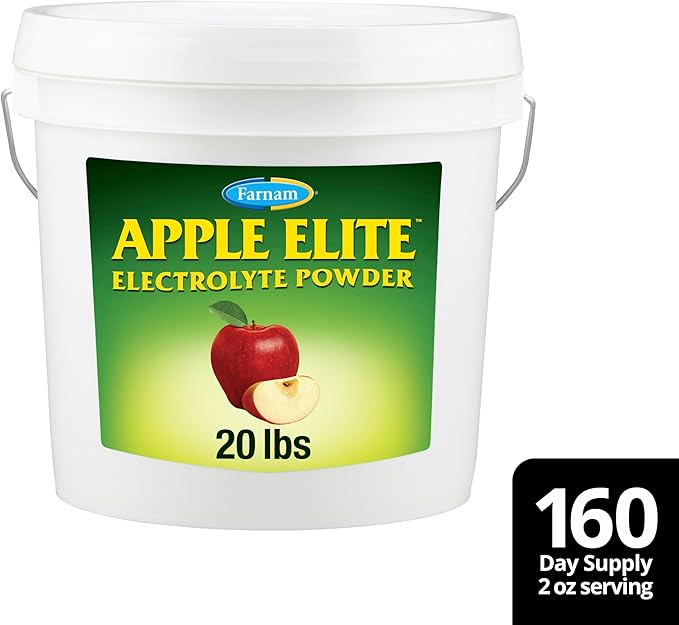 Farnam Apple Elite Horse Electrolytes Powder Supplement, Replaces Vital Minerals, Encourages Hydration, Sugar-Free, Contains Sodium, Potassium, Calcium & Magnesium, Apple Flavored, 5 lb