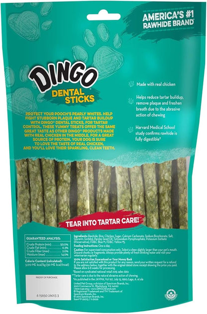 Dingo Dental Sticks for Tarter Control and Freshening Breath, Made with Real Chicken, Great Treats for Small, Medium, and, Large Dogs 20-Count