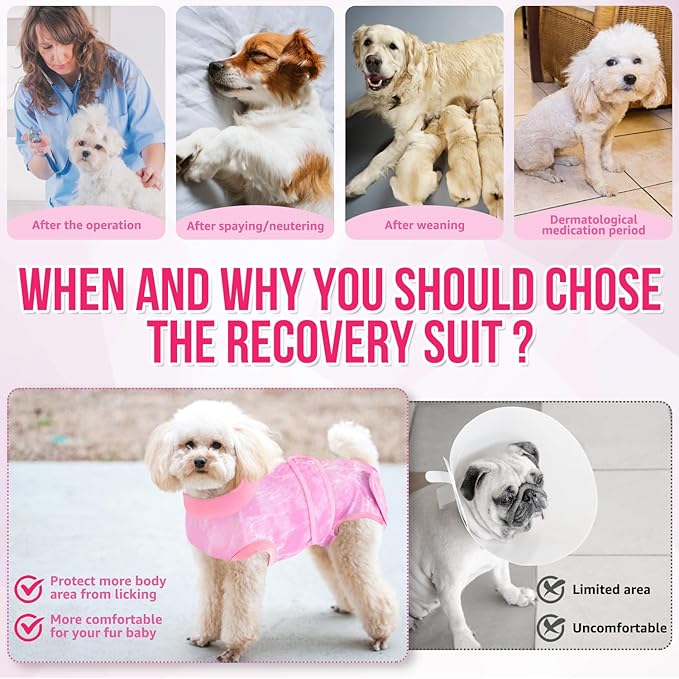 Lukovee Recovery Suit for Dogs, Zipper On Recovery Suit for Female Male Dog, Onesie Abdominal Wounds Cone E-Collar Alternative Prevent Licking Spay Recovery Suit (XXL,TPI)