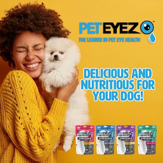 PetEyez Tear Stain Remover Vitamin Treats for Dogs - Support Eye Health & Reduce Itching & Tear Stain Buildup - 100% Natural Dog Treats with Superfoods, Antioxidants & Nutrients - Beef Liver - 1oz