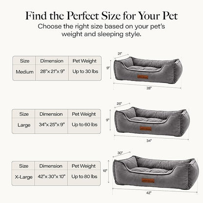 Modern Threads Luxury Dog Bed - Comfortable Tufted Velvet Cushion for Small to Large Dogs - Machine Washable - Durable & Cute Sleep Space for Pets - Pamper Your Pet with Cozy Beds - Charcoal