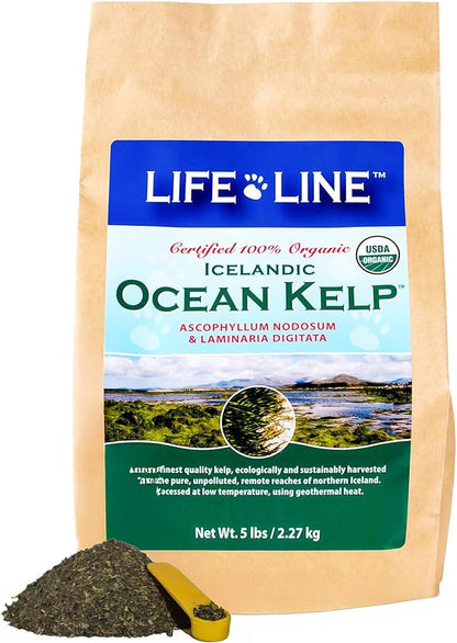Life Line Certified Organic Ocean Kelp Supplement for Dogs, Cats & Horses | Boosts Coat Health, Reduces Shedding, Fights Plaque & Tartar, Supports Digestion, USDA certified - 5 lb