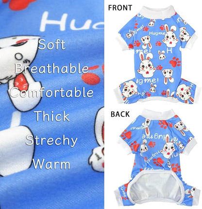 XPUDAC Easter Dog Pajamas Soft Stretchy Bunny Dog Clothes for Small Medium Dogs Pet Jumpsuit Cat Apparel-XS