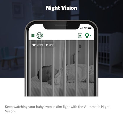 LeapFrog Scout LF2911 Baby Monitor Camera, WiFi Remote Access, 1080p HD 360 ° Pan & Tilt Smart Camera, 2-Way Audio Talk, Night Light, Night Vision, Soothing Sounds, Temp. & Humidity Sensor