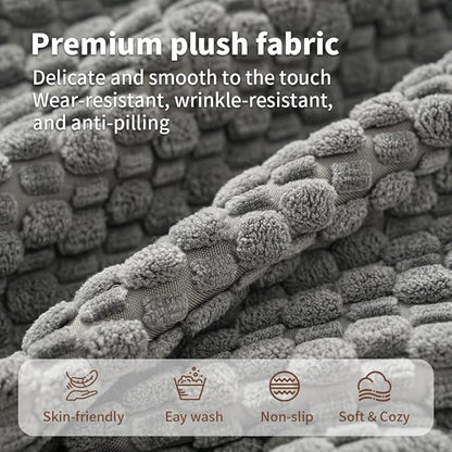 Plush Cat Kneading Bed Mat, Premium Plush Fabric Bed with Non-Slip Bottom, 3cm Thick All-Season Cushion for Cats Who Knead, Machine Washable Anti-Static Pet Bed, 27x20 Inch, Grey