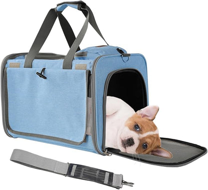 Small Dogs Carriers Soft Airline Approved Cats Carrier for Puppy Travel Bag Softsides Puppy Carry,Soft-Sided,Pets Small Animals Rabbits Bunny Outdoor (Blue2)
