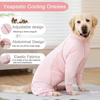Dog Sun Protection Cooling Suit UPF 50+, Quick-Dry Breathable Jumpsuit for Large & Medium Dogs, Outdoor Dirt-Resistant Shedding Control Pet Apparel (Blush Pink, 5X-Large)