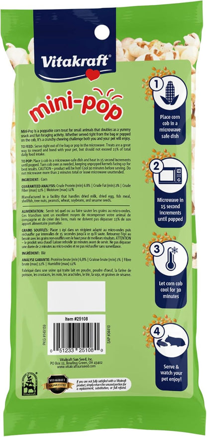 Vitakraft Mini Pops Treat for Small Animals - 100% Real Corn Cob - Supports Healthy Teeth - 6 oz (Pack of 2)