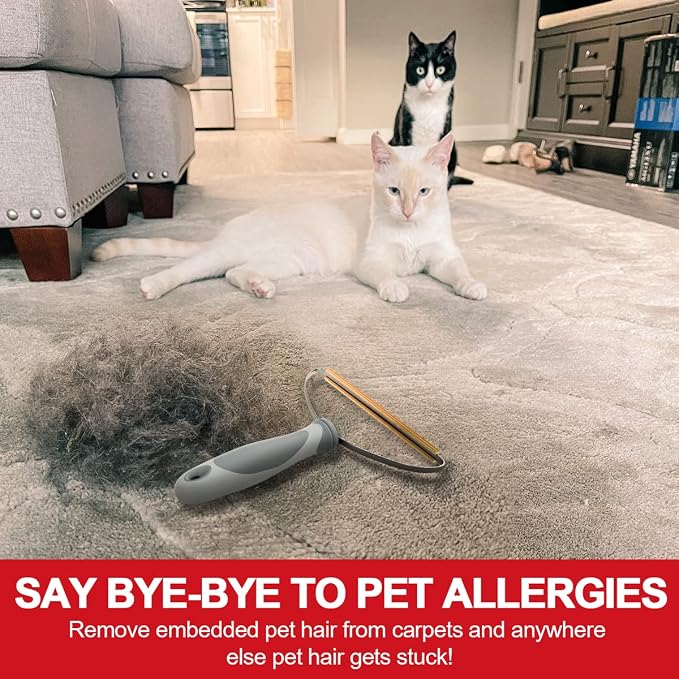 Pet Hair Remover, Dog Cat Hair Remover, Lint Cleaner Pro, Fur Removal Tool, Portable Carpet Scraper, Clothes Fuzz Rollers Hairball Shaver Brush for Carpets, Car Mat, Couch, Pet Bed, Furniture & Rug | Remove Stubborn Pet Hair, Multi-Fabric Safe, Fur & L...