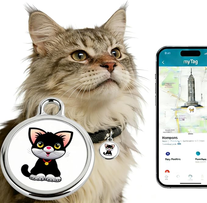 GPS Pet Tracker with Apple Find My Network, Android Compatibility, Real-Time Location Tracking, Water-Resistant (DINGWEIQI02)