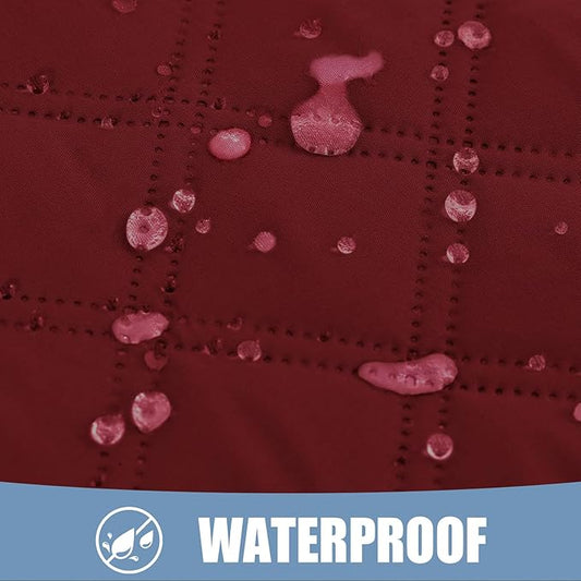 Smiry Waterproof Dog Bed Cover Pet Blanket, Soft Washable Dog Blanket for Furniture Bed Couch Sofa Reversible, Checkered (40"x70", Wine Red/Beige)