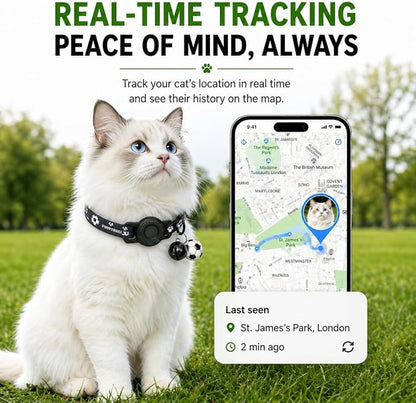 GPS Collar for Cats,Pet Tracker (Android Only) Smart tag,Waterproof Compatible with Google Find My,No Monthly Fee,Advanced Tracking Solution Smart Collar for Pet Safety Ideal Small Large Cats