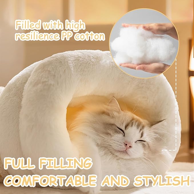 Cat Sleeping Bag, Cat Sleeping Bag for Indoor Cats Self Heating Cozy Winter Soft Plush Self Warm Kittens Indoor Sack 360°Wrap Comfortable Pet Snuggle Sack for Cats up to 8kg/17.6lb (Brown Bear)