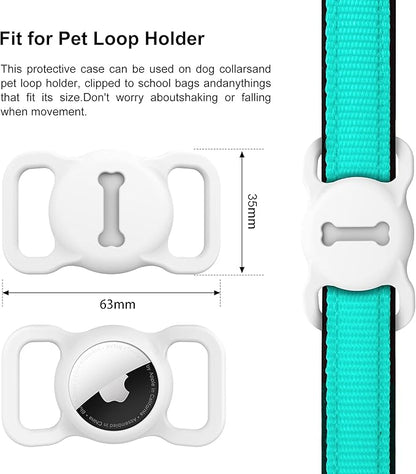 for Airtag Dog Collar Holder, Air Tag Protective Cat Airtag Dog Collar,Silicone AirTags GPS Tracking Accessories,Air Tags with Bone Pattern (1 Pack(White))