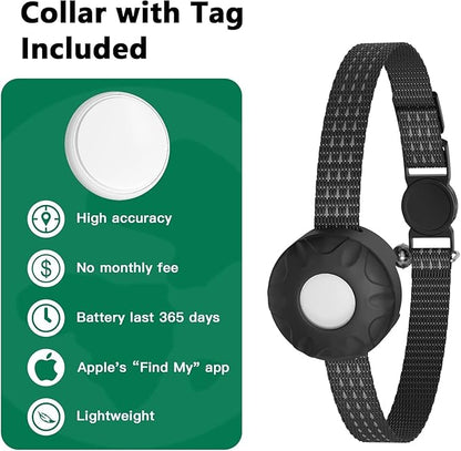 Cat Tracker,No Monthly Fee GPS Trackers for Cats Work with Apple Find My App(iOS Only),Real-Time Location Tracking,Cat Tracker GPS Collar with Safety Elastic Buckle-Black
