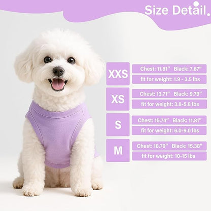 2 Pieces Dog Clothes Spring Summer Puppy Soft Dog Shirt Solid Color Chihuahua Clothes Pet Clothing Cute Cat Clothing XXS~M (Rose,Purple, Medium)