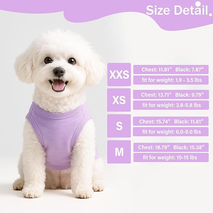 2 Pieces Dog Clothes for Small Dogs Girl Boy Spring Summer Puppy Soft Dog Shirt Solid Color Chihuahua Clothes Pet Clothing Cute Cat Clothing XXS~M (Rose,Purple, Small)