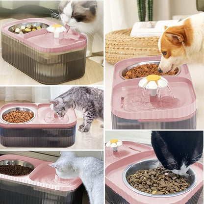 Suertree Cat Fountain Water Bowl Stainless Steel, 101oz/3L Automatic Pet Water Fountain, Dog Water Dispenser Cat Feeding Watering Supplies with 2 Filters for Cats, Dogs, Pets Pink