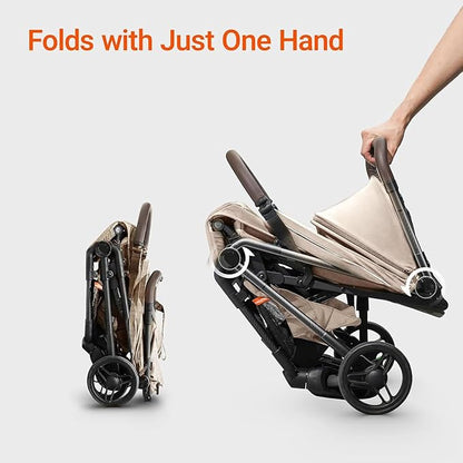 MAMAZING Ultra Air Lightweight Baby Travel Stroller with Carbon Fiber Frame, Compact & Airplane-Friendly, One-Handed Fold, 11.6 lbs, Perfect for Toddlers, Organizer & Cushion Included, Simply Taupe