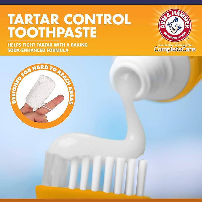 Arm & Hammer Complete Care Puppy Dental Kit, Enzymatic Toothpaste with Baking Soda and Calcium for Dogs, Peanut Butter Flavor, Toothbrush and Microfiber Brush Included, Fluoride-Free, 2.5 Oz