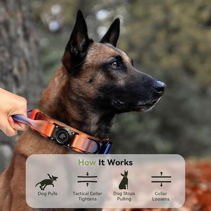 2026 Upgrade Waterproof Tactical AirTag Dog Collar, Built in AirTag Holder | Comfortable Control Handle, Quick Release Metal Buckle, Durable 1000D Nylon, For Medium to Large Dogs, Ocean Blaze,L