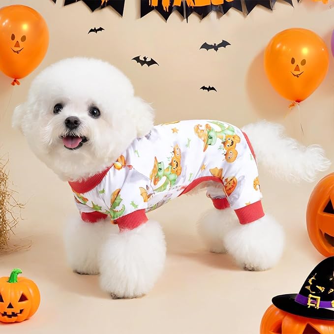 XPUDAC Halloween Dog Pajamas Funny Halloween Costumes for Doggy Comfy Pet Pjs for Small Medium Dogs Boy Girl Puppy Outfits Cat Apparel, XL