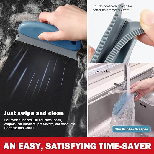 Pet Hair Remover 3-Pack, Reusable Dog & Cat Hair Removal Tools, Lint Shaver | Remove Stubborn Pet Hair, Multi-Fabric Safe, Fur & Lint Cleaner for Couch, Carpets, Cat Trees, Car Mats, Furniture, Pet Bed